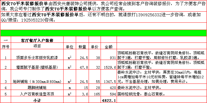 �����뻧װ�ޱ��۱�-2018������70ƽ��װ��Ԥ���嵥