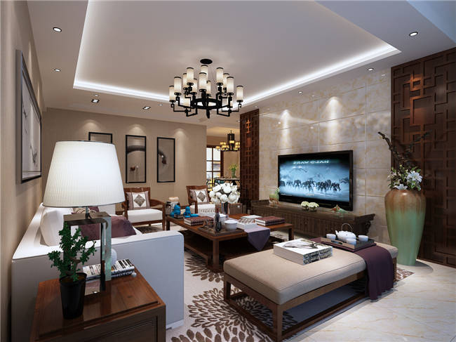 �Ϸɺ����130m2��������ǽ����ʽ���װ��Ч��ͼ